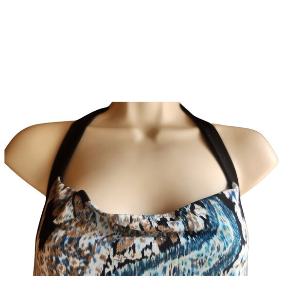 Sexy Vintage B. Works Blue and Black Halter Top Size S Made in USA - Picture 5 of 9